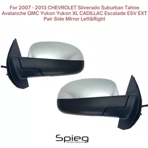 Pair Side Mirror for 07-13 CHEVY SUBURBAN SILVERADO Power Heated Chrome LH & RH - Picture 1 of 11