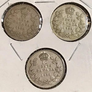 Kanada Groschen Silber KM 23a f/XF 1928, 1929, 1930 - Bild 1 von 2