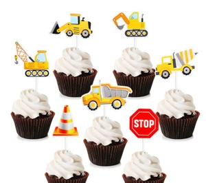 Children Birthday party truck construction vehicle cupcape topper 7 Pack - Picture 1 of 3