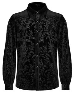 Punk Rave Mens Kraken Baroque Gothic Embossed Velvet Shirt - Picture 1 of 12