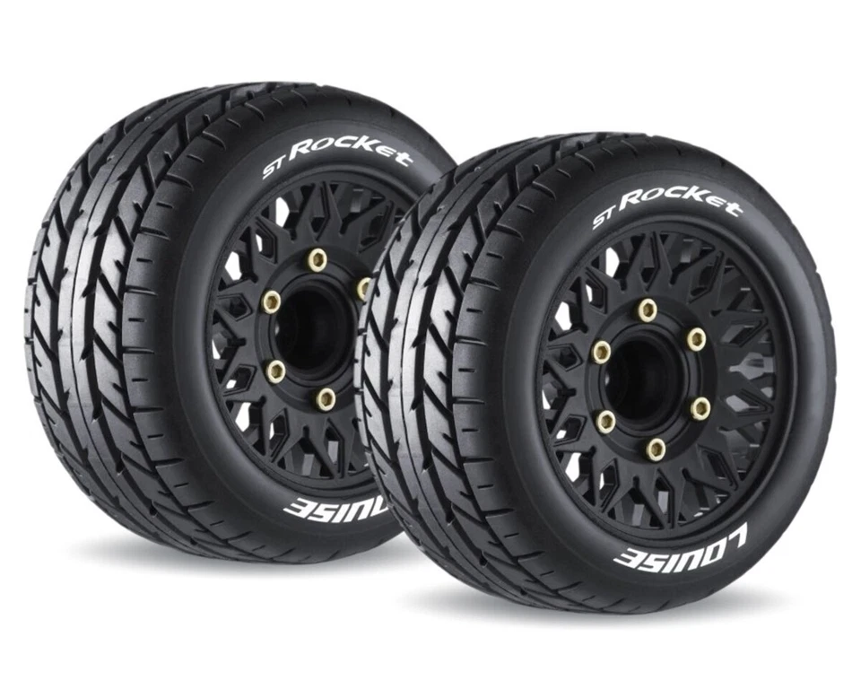 LOUISE ST Rocket 1/10 Reifen auf Felge schwarz mit tauschbare Radmitnehmer ... - Bild 1 von 1