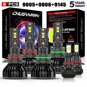NEW For Chevy Silverado 1500 2500 HD 2003-06 LED Headlights + Fog Light 6x Bulbs - Picture 1 of 16