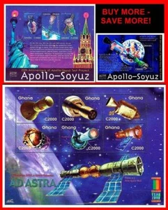 🚀 GHANA 2000 SPACE PROJECTS // APOLLO-SOYUZ  x2 M/S + S/S  MNH 🚀 - Picture 1 of 1