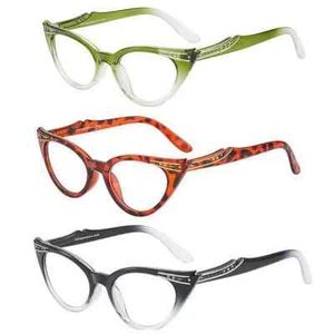 Womens Retro Cat Eye Rhinestone Resin Lens Reading Glass +1.0~4.0 Glasses Black - Picture 1 of 15