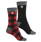 Women Columbia Fleece Thermal Crew Socks Shoe Sz 4-10 - 2 Pairs Check/Solid New