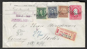 Garnet, Mont., 1906 cover w. NY REGISTRATION LABEL to Germany, GHOST TOWN - Picture 1 of 3