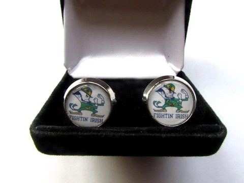 Norte Dame Cuff Links, The Fighting Irish logo cufflinks, Notre Dame Football Cover
