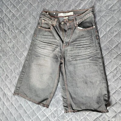 Pantalones Cortos Chams Para Hombre 27x14 Azul Denim Pierna Ancha Bordados Bolsillos Foto 1 de 4