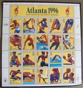 US Souvenir Sheet Of 20: ATLANTA 1996 Sc #3068, 1995 MNH - Picture 1 of 1