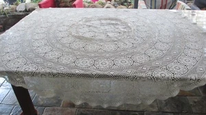 Vintage Cotton Round White Lace Tablecloth 171 cms vgc - Picture 1 of 9