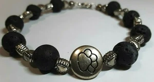 Love my Dog Lavastein Armband mit silbernen Herzperlen 7,5 Zoll {Artikel # B 6} - Bild 1 von 5