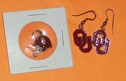 OU OKLAHOMA UNIVERSITY FOOTBALL HELMET CHARM SOONER EARRINGS STERLING SILVER WOW Cover