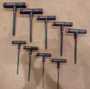 Eklind Tools 9 Piece SAE T-Handle Long Allen Wrench Set Comfort Grip USA - Picture 1 of 11