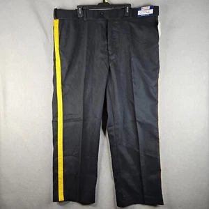 NEU National Patrol Herren Security Hose 44 schwarz gelb Streifen Stretch Neu mit Etikett - Bild 1 von 10