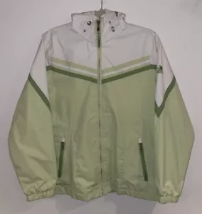 Zero Xposur Women’s M Full Zip Winter Coat Green & White Zipper Pockets - Picture 1 of 23