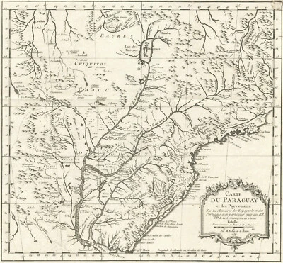 Antique Map "Carte du Paraguay et des Pays Voisins" Bellin, 1756 - Image 1 of 4
