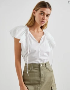 Rails Karysa weiße Bluse mit Flatterärmeln Größe M, V-Ausschnitt, NEU neu ohne Etikett, UVP 178 $ - Bild 1 von 11