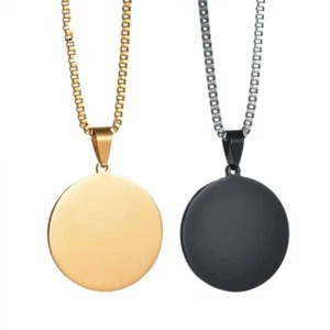 20/25/30/35mm Necklaces Women's Stainless Steel Round Circle Silver/Gold/Black - Picture 1 of 11