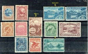 NEW ZEALAND1899-1900.BIRDS & LANDSCAPES. LOT X 12. NWMK 21/2d WMK.5d.P.11 SCANS - Picture 1 of 2