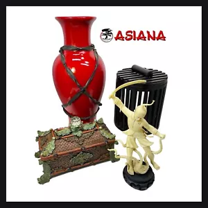 Lot of Vintage Oriental Decor Items: Vase, Trinket Box, Cricket Cage & Figurine - Picture 1 of 14