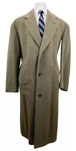 HUGO BOSS Mens 50R Brown Thick Wool Long Full Length Trench Coat Jacket - Picture 1 of 10