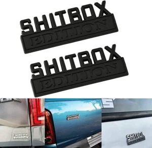 2pcs SHITBOX EDITION Emblems 3D Badge Decal for Car Truck Matte Black - Picture 1 of 5