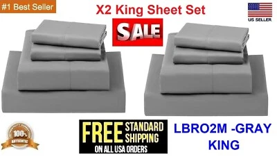X2 PACK Juego de Sábanas 4 Piezas 100% Algodón Egipcio Comodidad 1000 Unidades LBRO2M-GRIS Foto 1 de 4