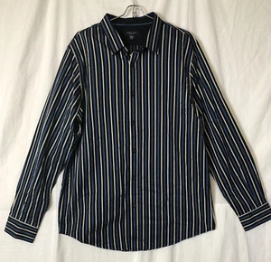 Structure Men's Black / Blue Striped Collared Button Front Shirt Size L NEW - Picture 1 of 2