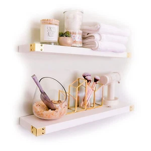 Willow & Grace Noelle 36" Wood Wall Mount Shelves, White, Set of 2 (Open Box) - Picture 1 of 7
