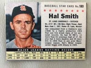 1961 Post Baseball #180 Hal Smith, St Louis Cardinals - Bild 1 von 2