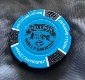 Manassas, Virginia Bull Run Harley Davidson Poker Chip / Türkis & Schwarz  - Bild 1 von 3