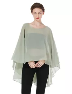 Women Poncho Cape High Low Chiffon Shawls Wraps Scarves Capelets for Evening ... - Picture 1 of 7