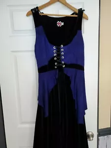 Vintage Handmade Renaissance Medieval Royal Blue & Black  Dress - Picture 1 of 7
