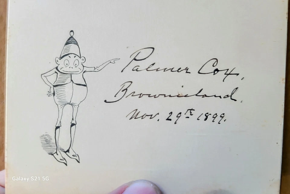 Palmer Cox Brownie Original Arte Tinta Dibujo FIRMADO 1899 RARO Foto 1 de 4