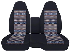 Fundas de asiento de coche camión negro-azteca beige naranja se adapta a 94-97 Chevy S10 60-40 hiback - Imagen 1 de 8