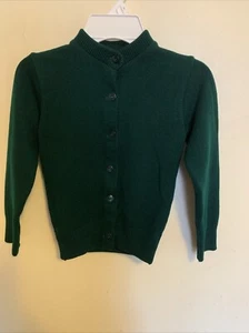 Flynn & O’Hara Girls Uniform Size YXS Crewneck Cardigan Green Color 100% Acrylic - Picture 1 of 5