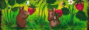 12X4 IMPRESIÓN DE PINTURA RYTA CAMPOS DE FRESA RATÓN RATONES PRIMAVERA Granja de Pascua 🙂 - Imagen 1 de 1
