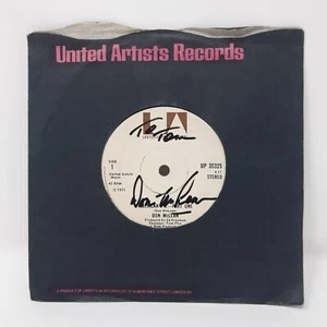 Autógrafo Don McLean firmado a mano American Pie disco sencillo de United Artists 1971 - Imagen 1 de 5