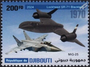 Lockheed SR-71 BLACKBIRD & MiG-25 Military Aircraft Stamp (2024 Djibouti) - Picture 1 of 1