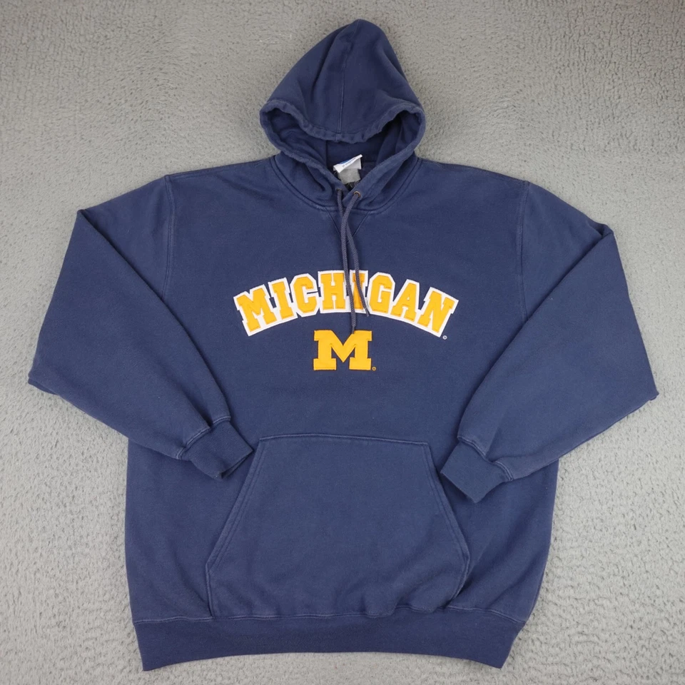 Michigan Wolverines Sweatshirt Mens Extra Large Blue Hoodie NFL Football - Image 1 of 4