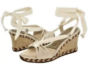 NIB New Authentic UGG Austrailia Cream AMELIE Ankle Wrap Wedge Shoes Size 5 - Picture 1 of 1