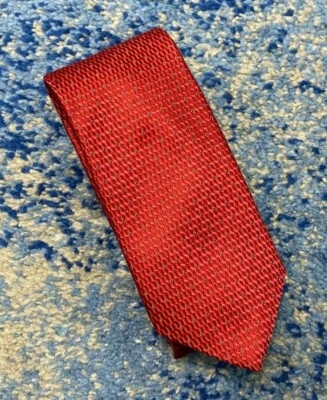 David Donahue 红色勃艮第蓝色几何意大利丝绸领带手工制作美国 — 第 1/4 张图片