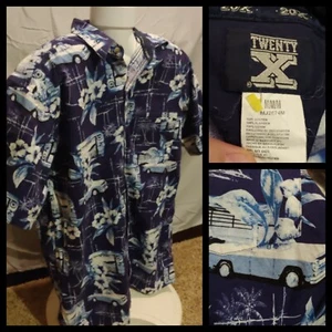 Camisa Para Hombres Wrangler Twenty 20x Clásica Camión/Floral Estampado Azul Marino Botón Talla Mediana - Imagen 1 de 10