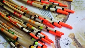 TWO CLASSIC LANCASHIRE SWAN /GOOSE QUILL FLOATS - Picture 1 of 4