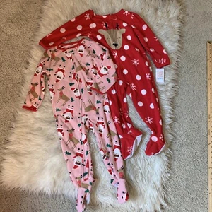 Carter Toddler Girls 2-Pk Unionsuit 2T Footed One-piece PJ Fleece Just One You - Picture 1 of 17