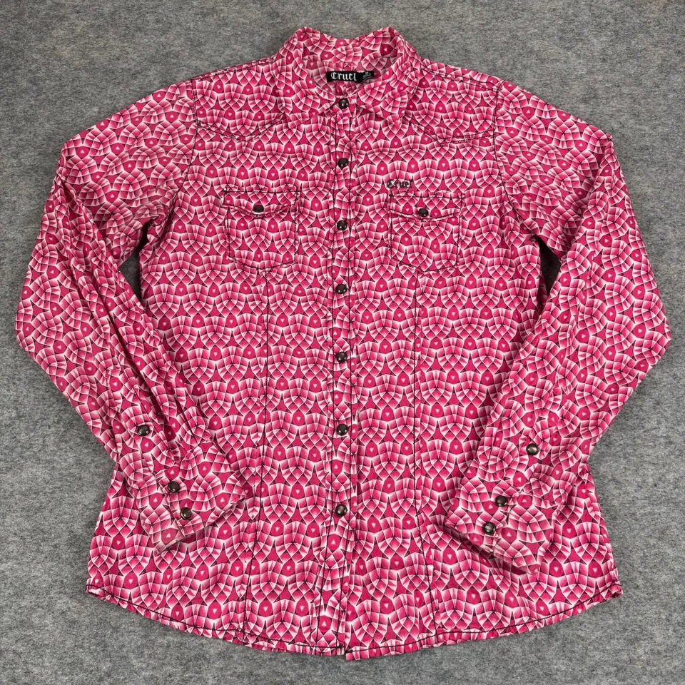 Camisa Cruel Niña Perla A Presión Manga Larga Geométrica Rosa Mujer Mediana M Foto 1 de 4