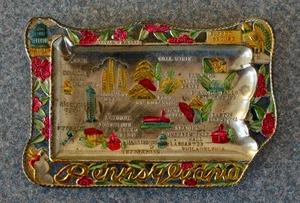 VINTAGE PENNSYLVANIA STATE 5" METALL SOUVENIR ASCHENBECHER - Bild 1 von 3