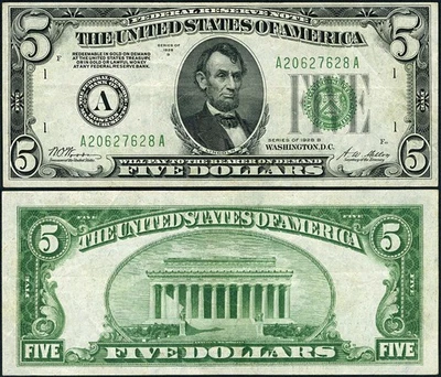 FR. 1952 A $5 1928-B Federal Reserve Note Boston A-A Block XF - Image 1 of 3