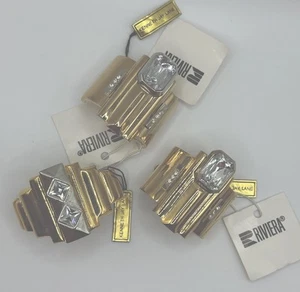Fermaglio per capelli Kenneth Jay Lane Art Deco Barrette Saks Riviera Francia nuovo con etichette prezzo Indiv - Foto 1 di 12