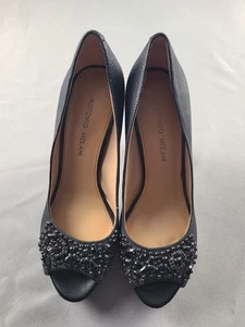 Antonio Melani Women’s Shoes 8.5M Black Platform Heels Embellished - Picture 1 of 7